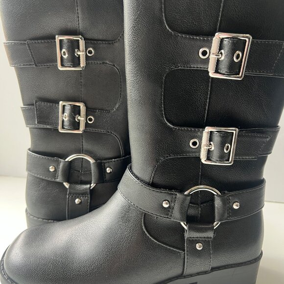Art Class Black Mid-Calf Boots With Triple Buckle Details & Side Zipper Girls 4 - Picture 5 of 10